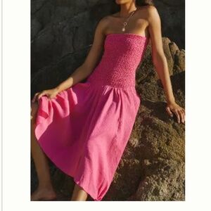 NWT By Anthropologie Strapless Smocked Cover-Up Dress SIZE L